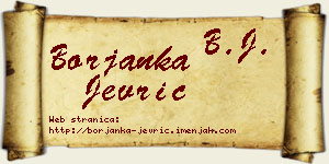 Borjanka Jevrić vizit kartica
